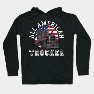 ALL AMERICAN TRUCKER PATRIOTIC 4TH OF JULY TRUCK DRIVER TEE Hoodie